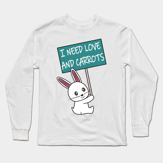 Rabbit: I need Love and Carrots Long Sleeve T-Shirt by Mad&Happy
